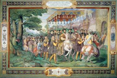 Franz I. (1494-1547) und Alessandro Farnese (1546-92) betreten Paris im Jahr 1540, aus der 